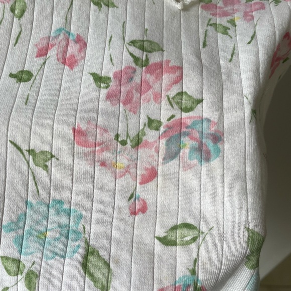 Vintage, Medium, Made in USA, rubbed floral lace trim bodysuit washed and clean! - Picture 2 of 7